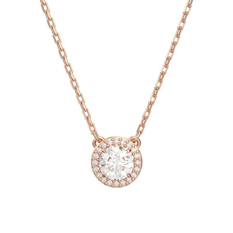 Swarovski Constella Rose Gold Tone Plated White Crystal Pave Pendant