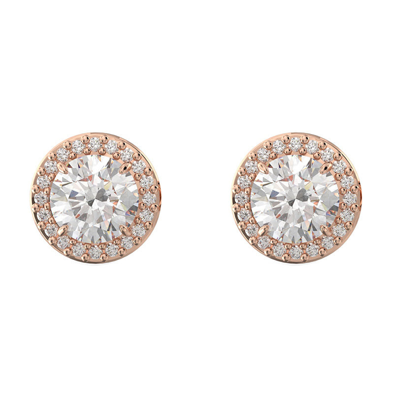 Swarovski Constella Rose Gold Tone Plated White Crystal Pave Stud Earrings