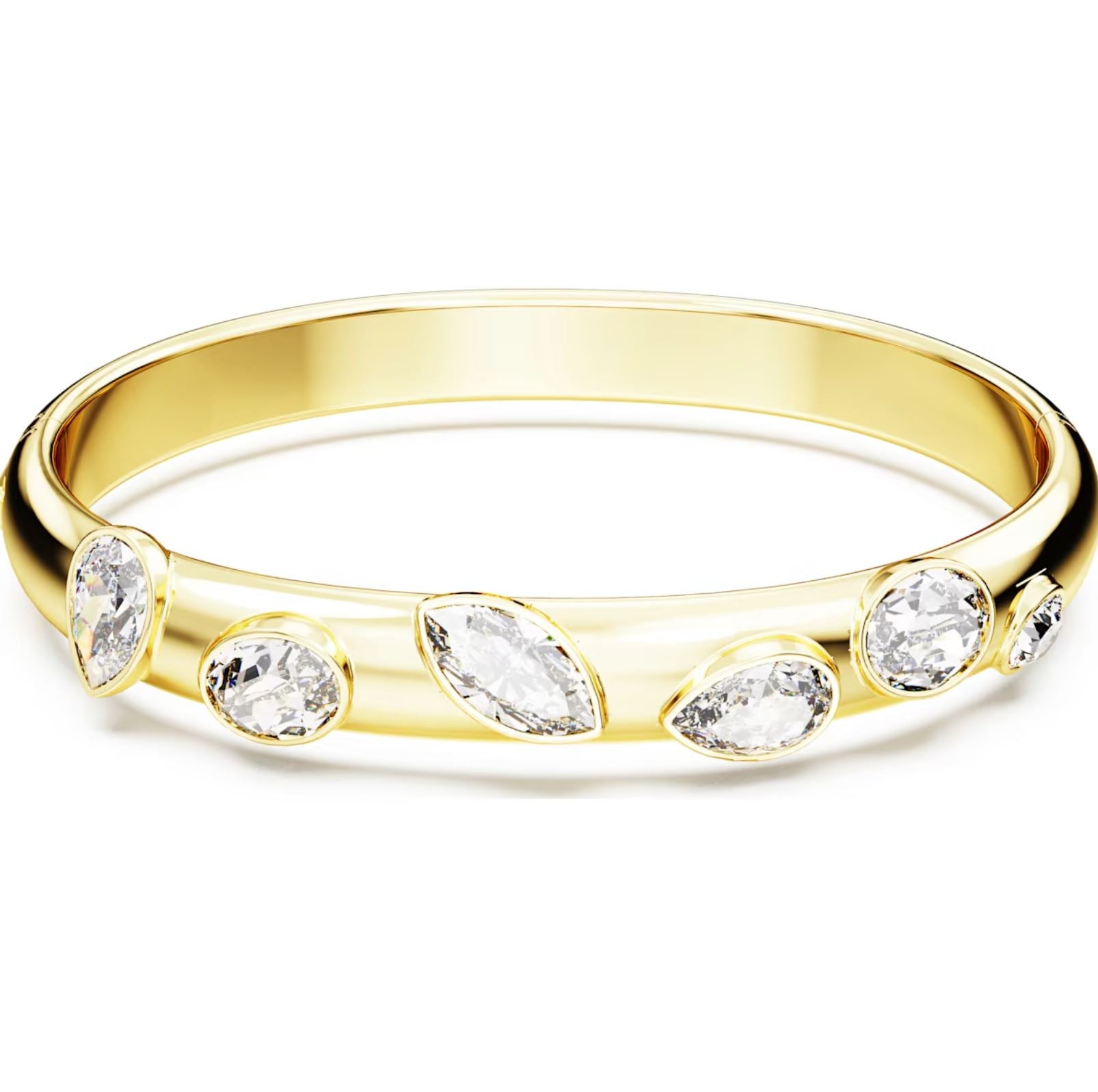 Swarovski Dextera Gold Tone Plated Mixed Cut White Crystal Bangle