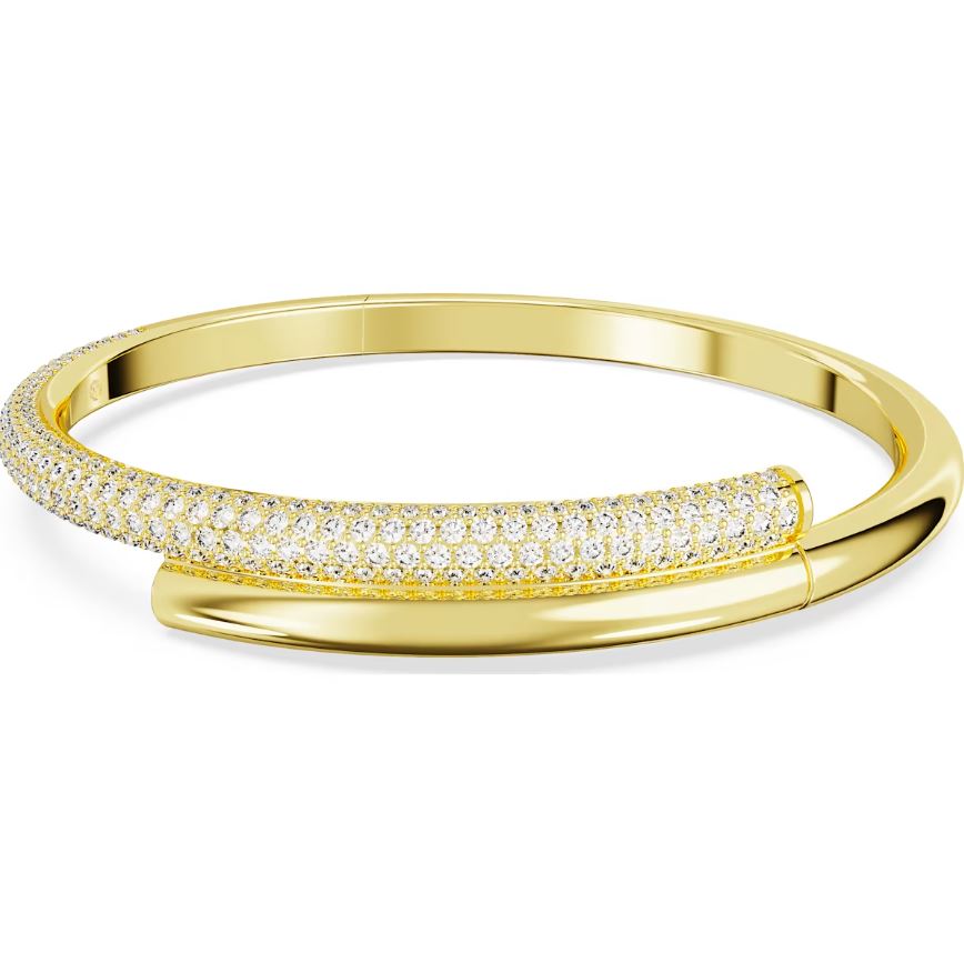 Swarovski Dextera Gold Tone Plated White Crystal Bangle (S)