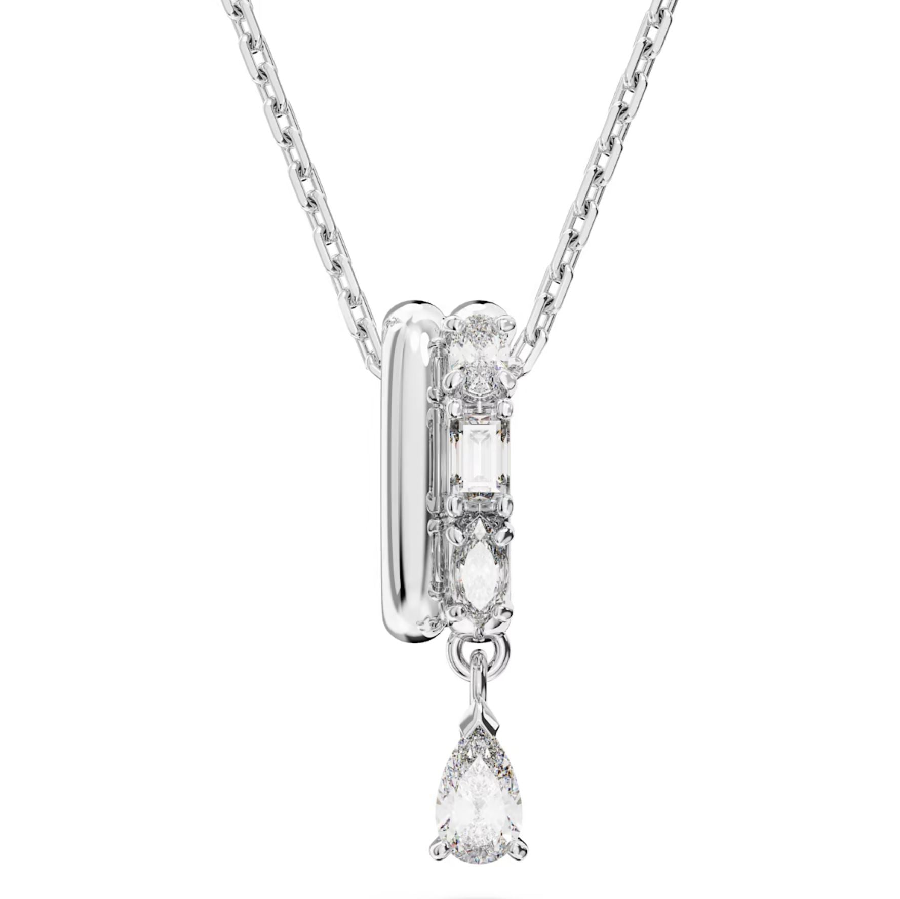 Swarovski Dextera Rhodium Plated Mixed Cut White Crystal Necklace