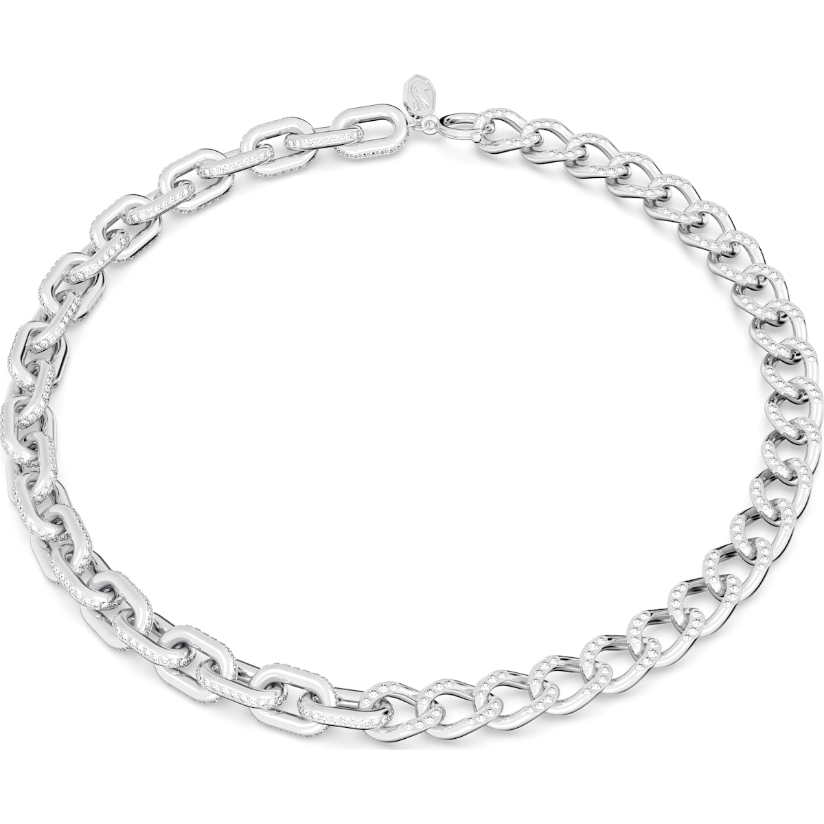 Swarovski Dextera Rhodium Plated White Crystal Mixed Links Necklace