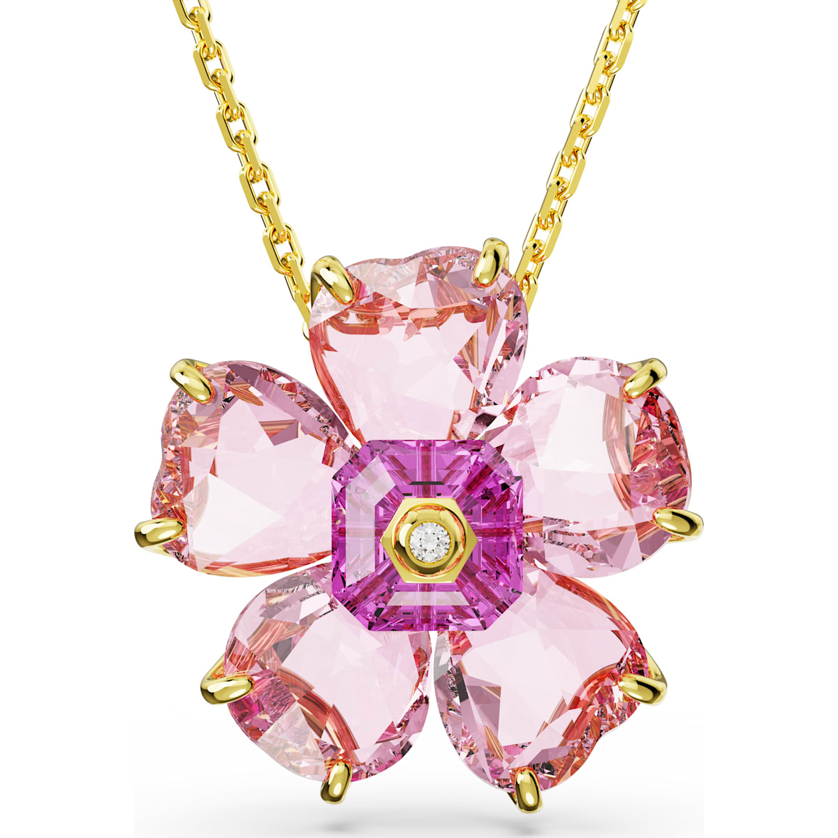 Swarovski Florere Gold Tone Plated Pink Crystal Necklace