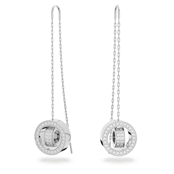 Swarovski Hollow Rhodium Plated White Crystal Long Drop Earrings