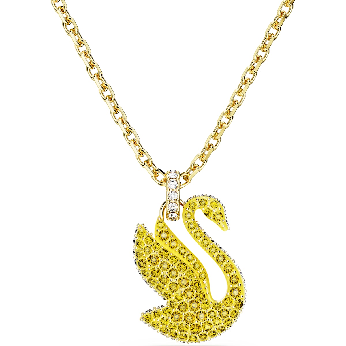 Swarovski Iconic Swan Gold Tone Plated Yellow Crystal Necklace
