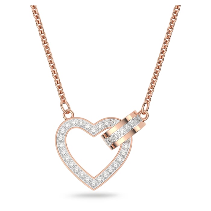 Swarovski Lovely Rose Gold Tone Plated White Crystal Heart Necklace