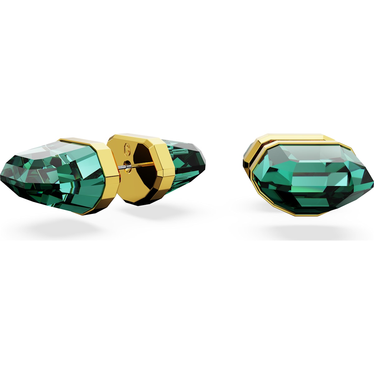 Swarovski Lucent Gold Tone Plated Green Crystal Stud Earrings