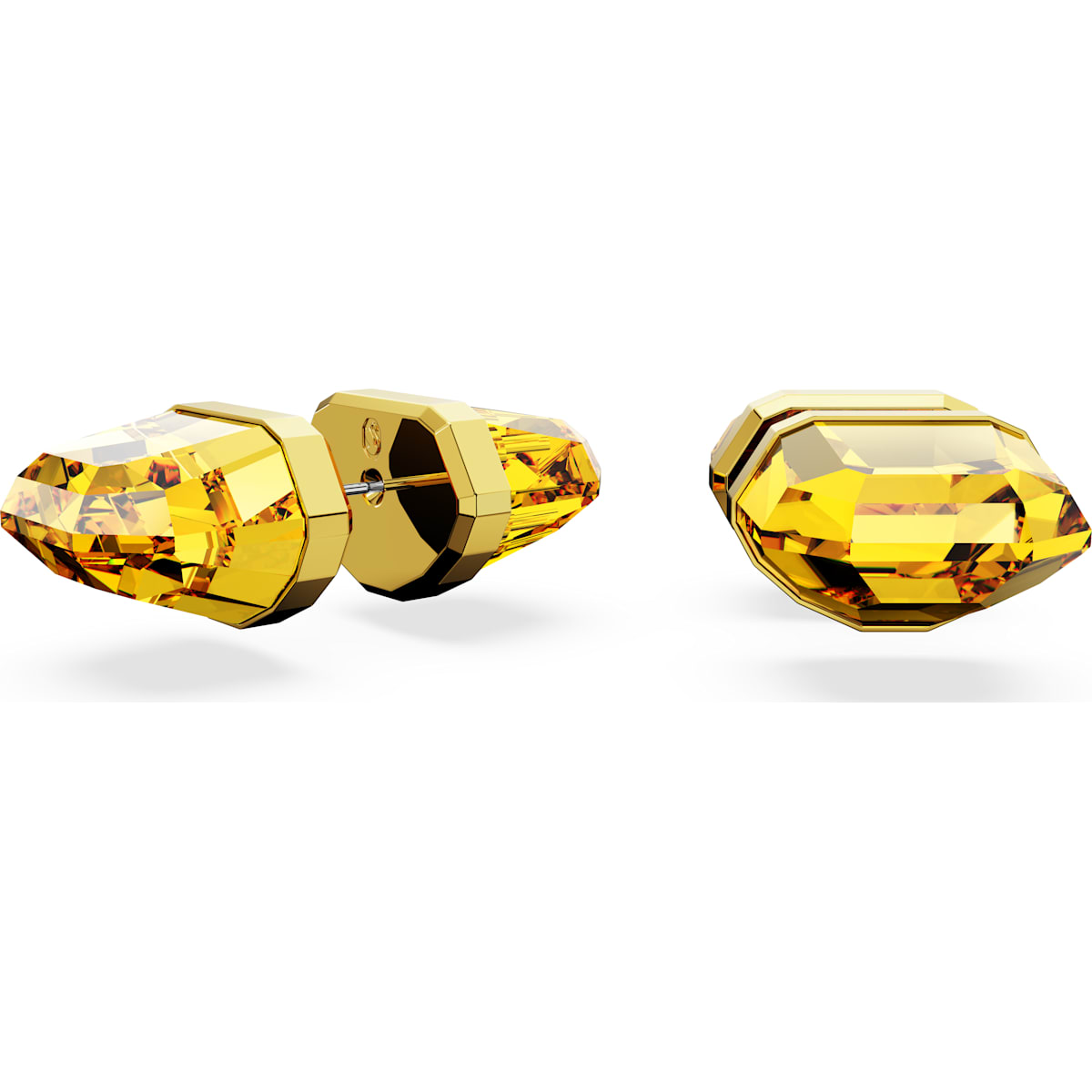 Swarovski Lucent Gold Tone Plated Yellow Crystal Stud Earrings