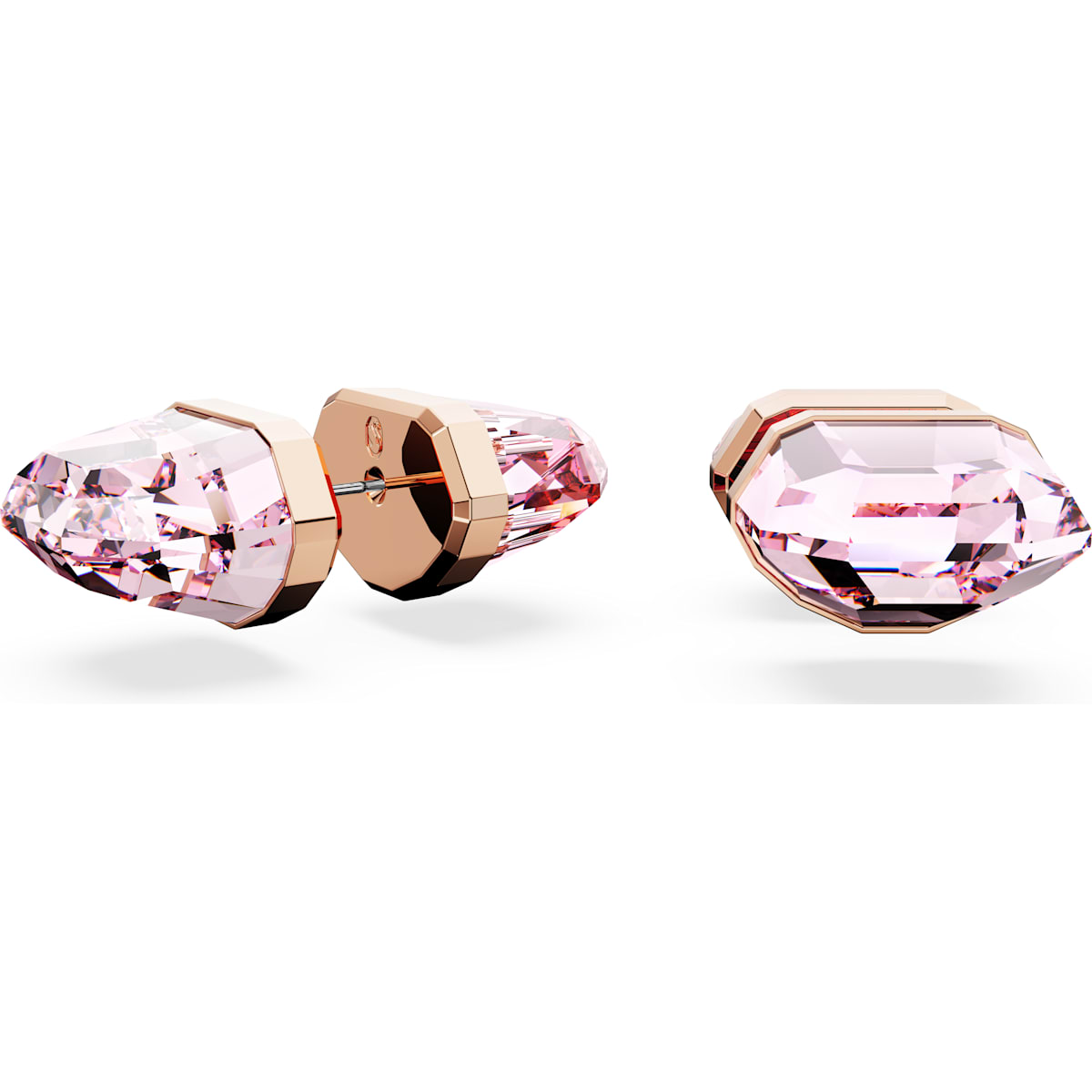 Swarovski Lucent Rose Gold Tone Plated Pink Crystal Stud Earrings