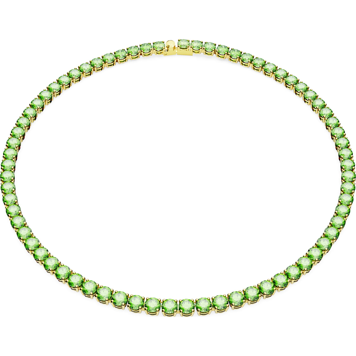 Swarovski Matrix Gold Tone Plated Green Crystal Tennis Necklace
