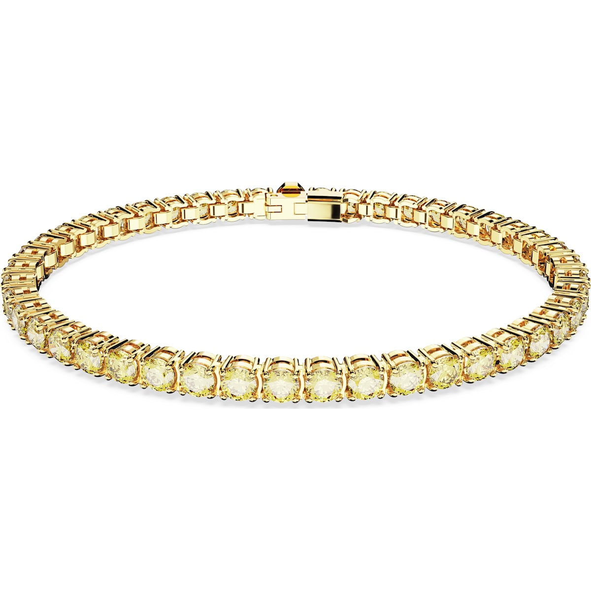 Swarovski Matrix Gold Tone Plated Yellow Crystal Small Round Cut Tennis Bracelet Size L