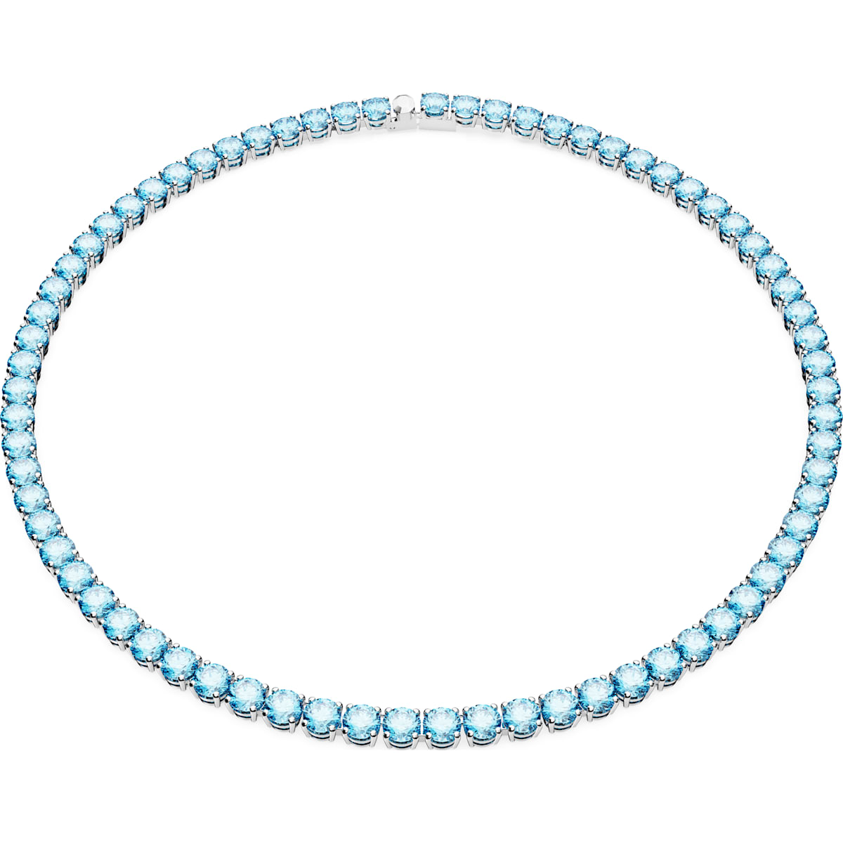 Swarovski Matrix Rhodium Plated Blue Crystal Tennis Necklace