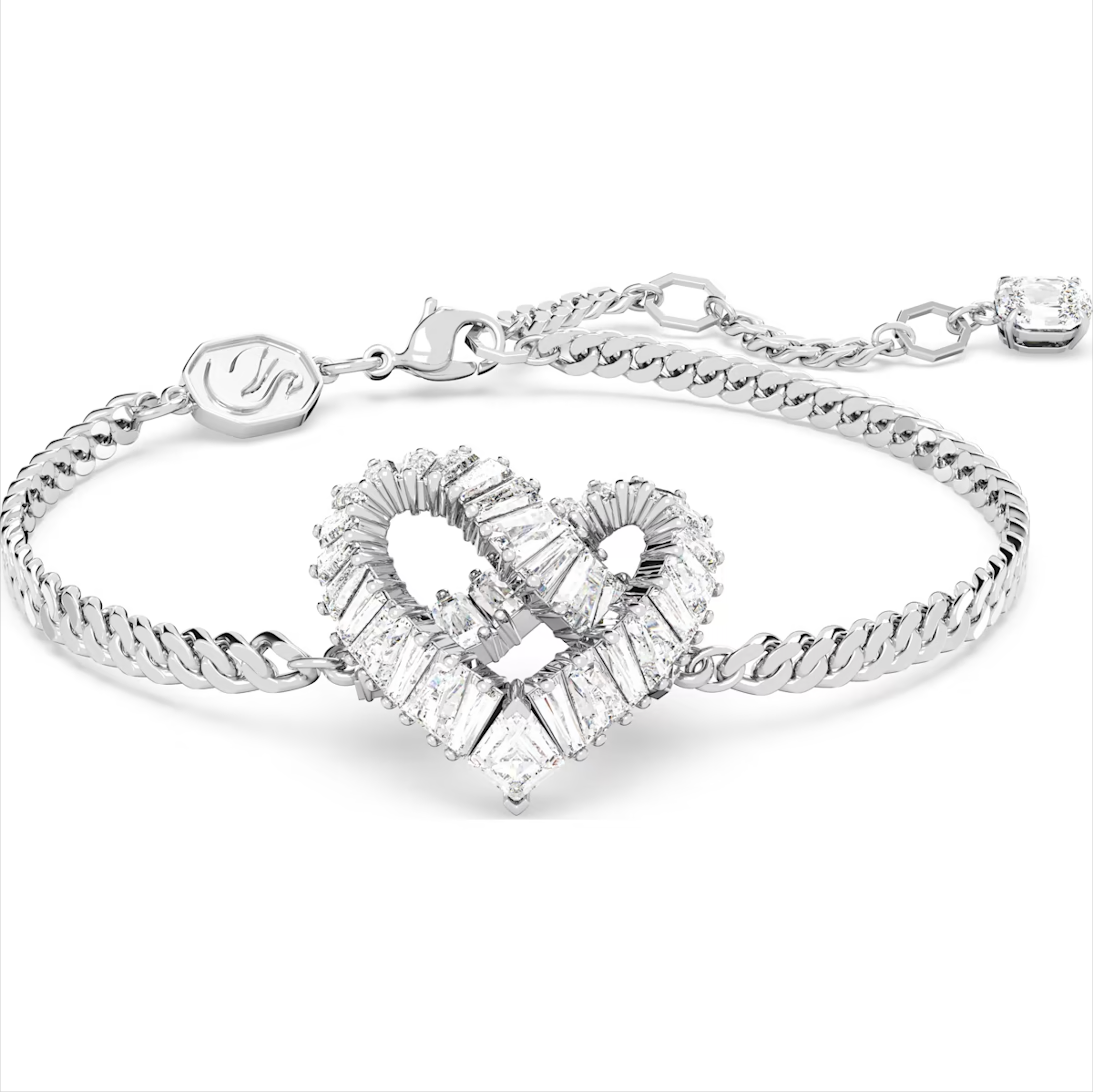Swarovski Matrix Rhodium Plated Heart White Crystal Bracelet