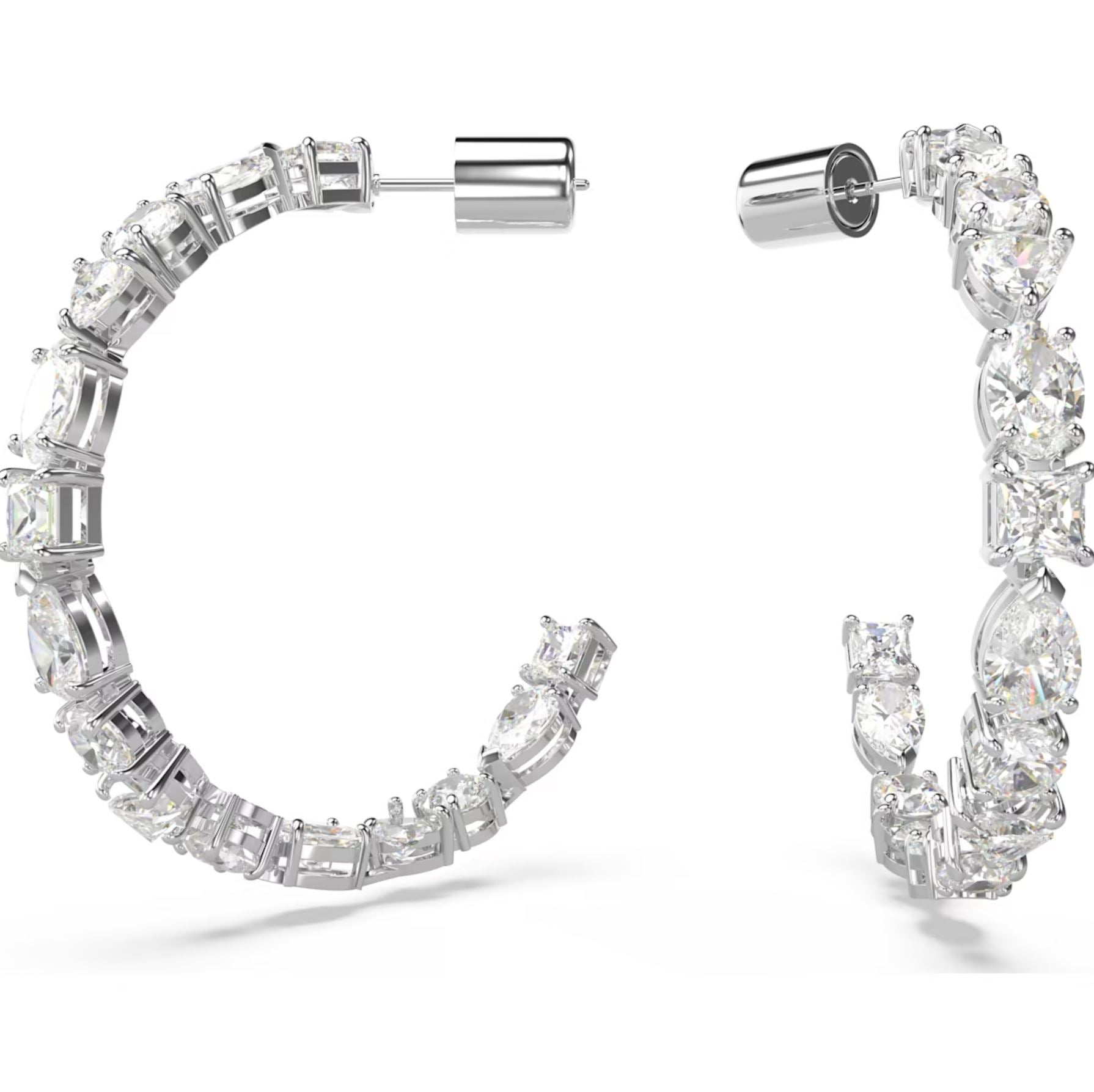 Swarovski Mesmera Rhodium Plated Mixed Cut White Crystal Hoop Earrings