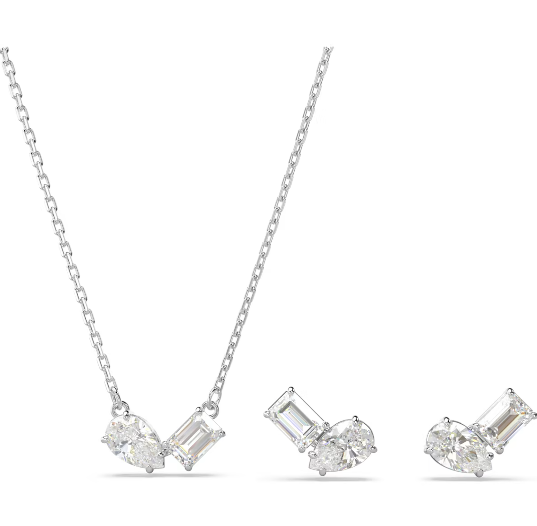 Swarovski Mesmera Rhodium Plated Mixed Cut White Crystal Set