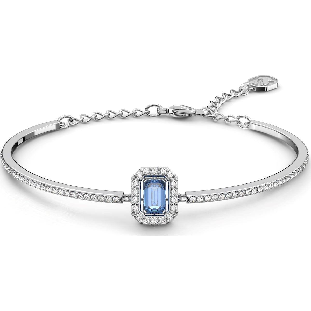 Swarovski Millenia Rhodium Plated Blue Crystal Octagon Bangle