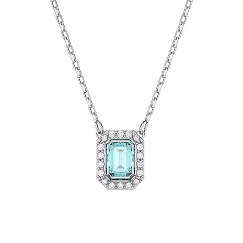 Swarovski Millenia Rhodium Plated Blue Crystal Octagon Cut Necklace