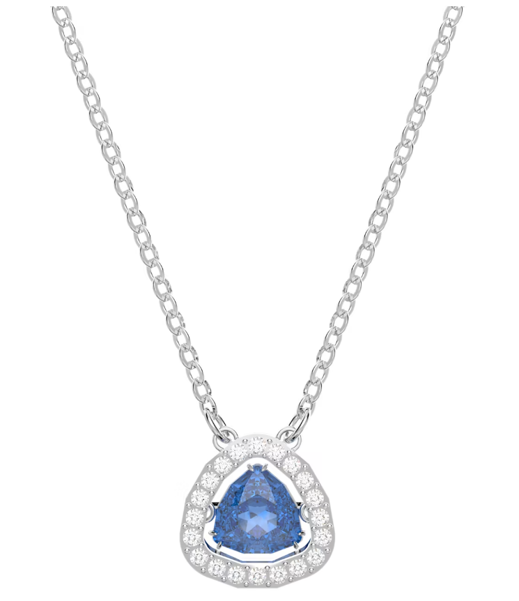Swarovski Millenia Rhodium Plated Blue Crystal Trilliant Cut Necklace