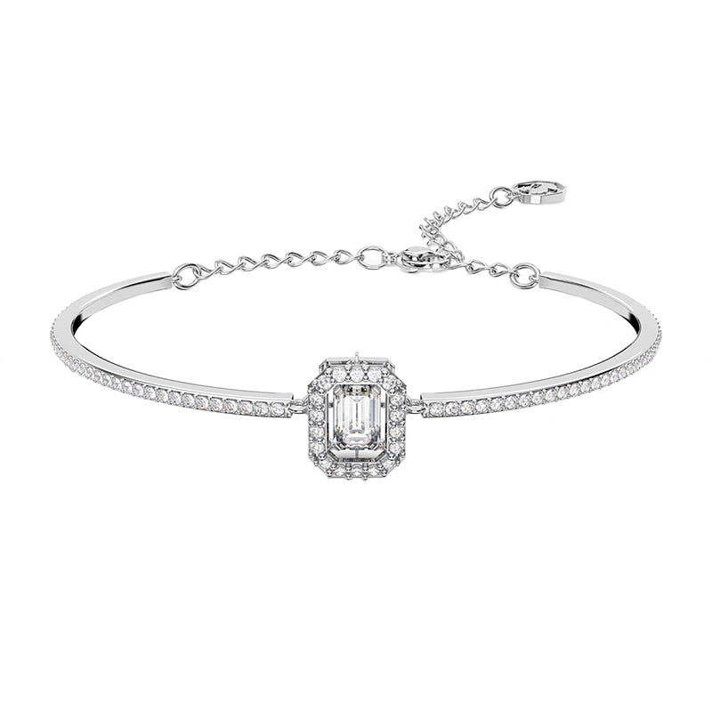 Swarovski Millenia Rhodium Plated White Crystal Octagon Cut Bangle