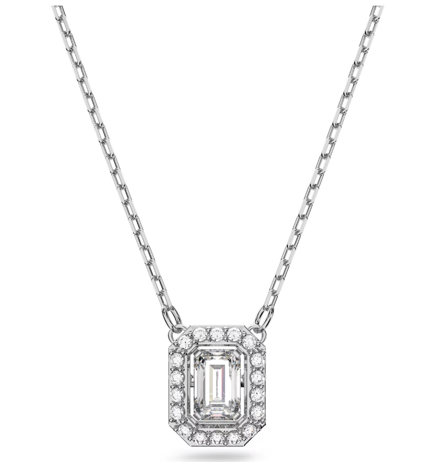 Swarovski Millenia Rhodium Plated White Crystal Octagon Cut Necklace