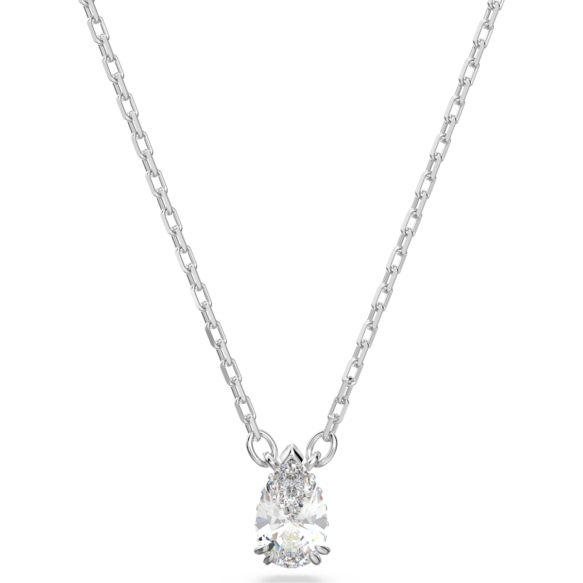 Swarovski Millenia Rhodium Plated White Crystal Pear Cut Necklace
