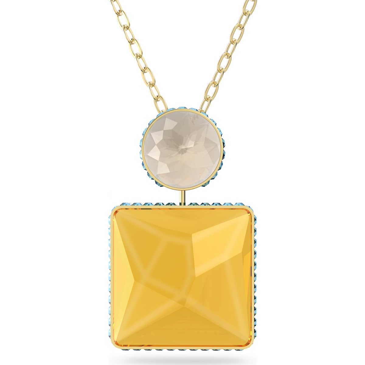 Swarovski Orbita Gold Tone Plated Multicoloured Crystal Square Cut Necklace