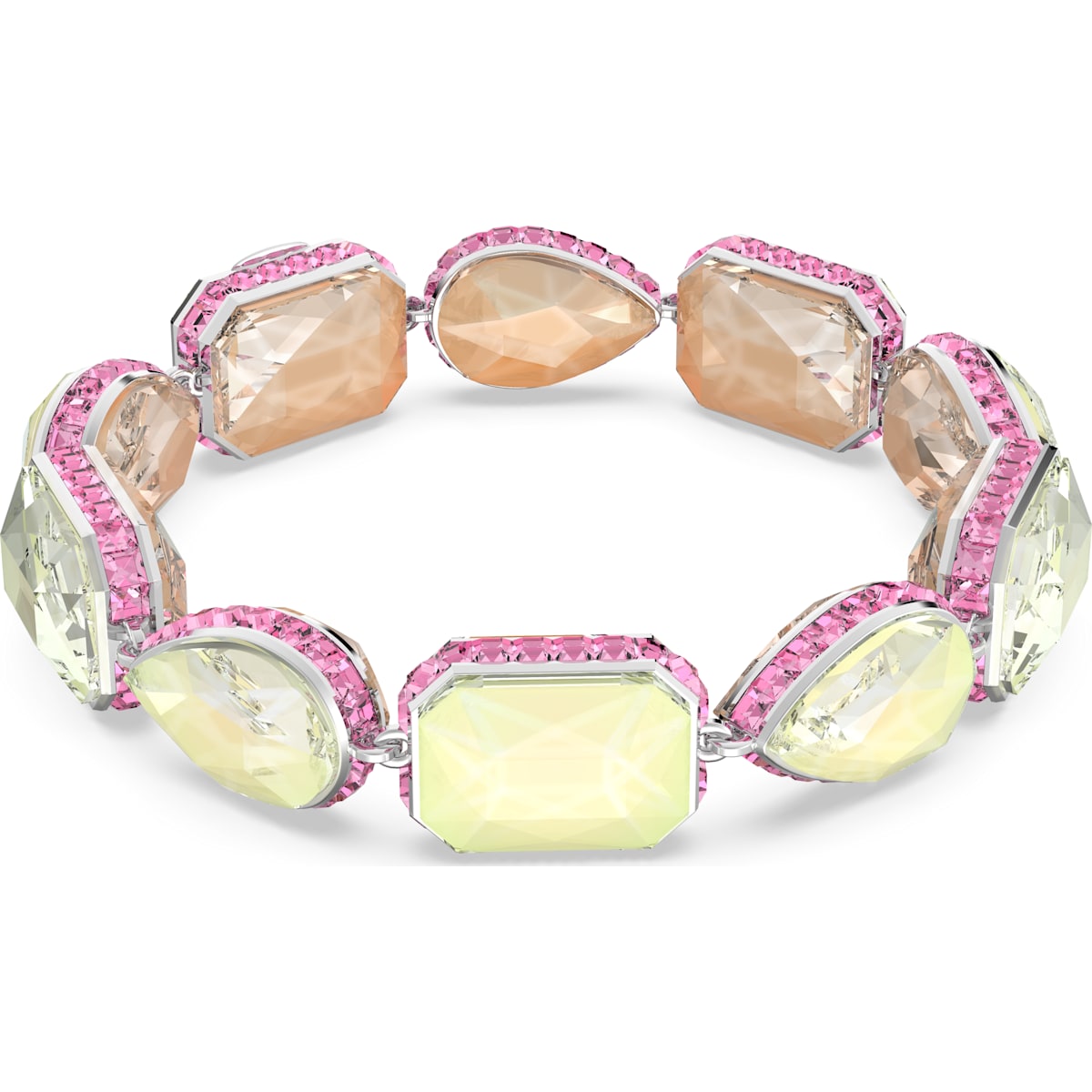 Swarovski Orbita Rhodium Plated Multicoloured Crystal Mixed Cuts Magnetic Bracelet