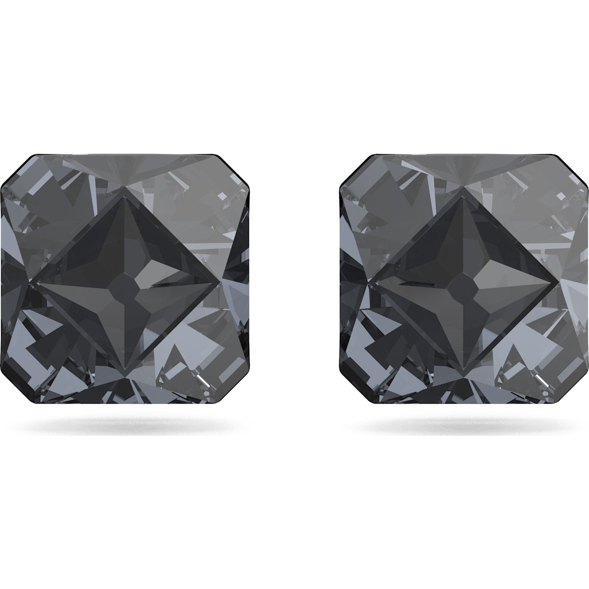 Swarovski Ortyx Ruthenium Plated Grey Crystal Pyramid Cut Stud Earrings