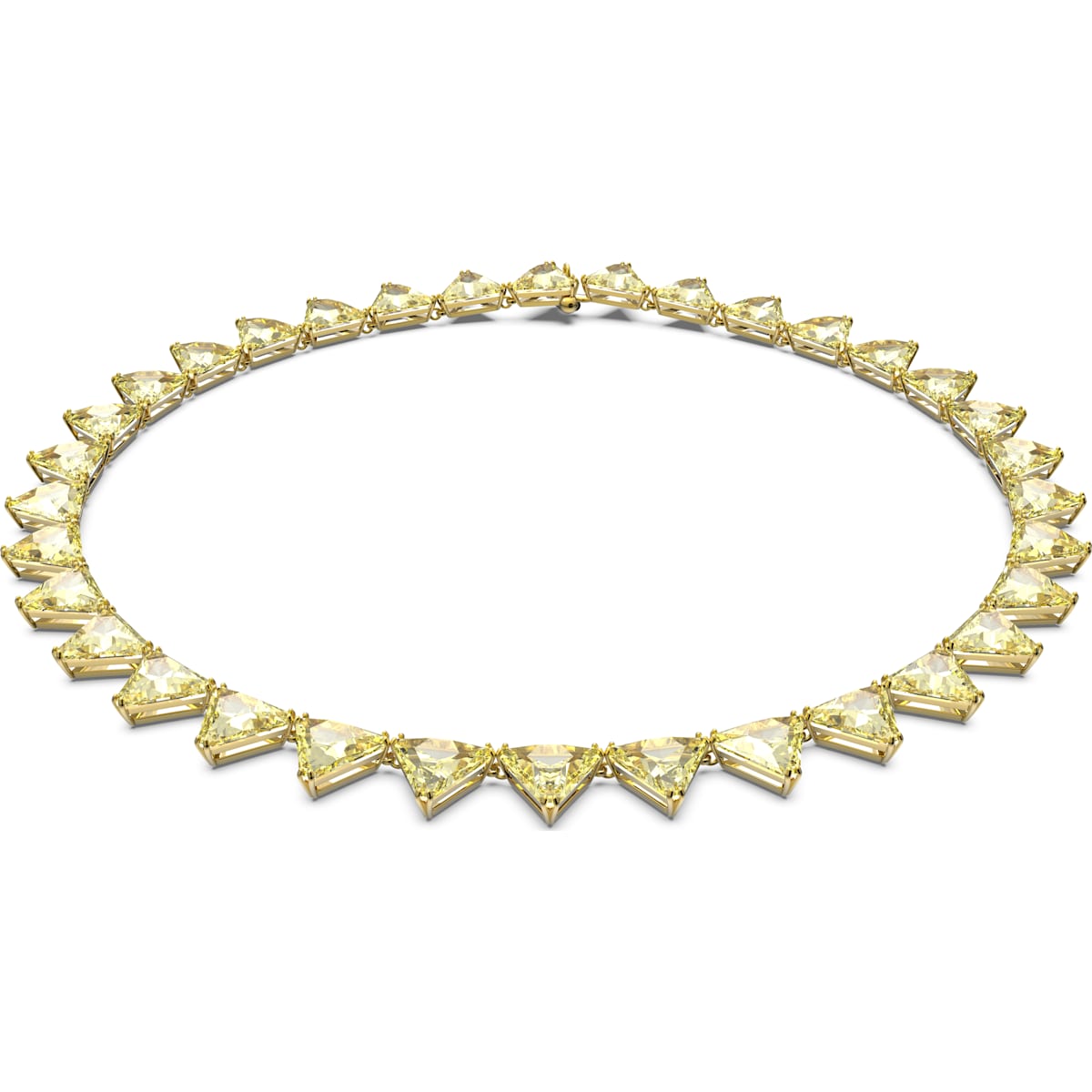 Swarovski Ortyx Yellow Gold Tone Plated White Crystal Triangle Cut Necklace D