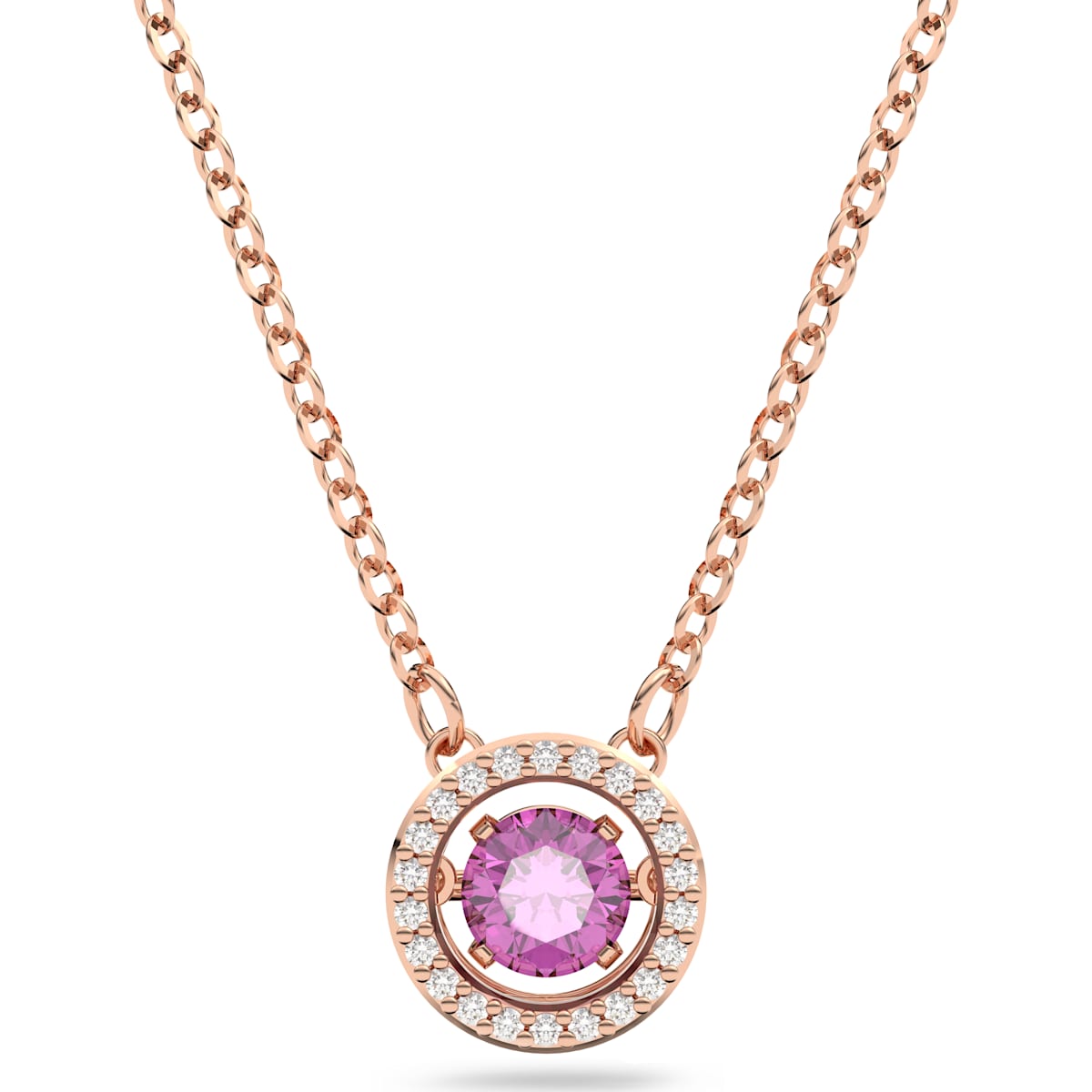 Swarovski Sparkling Dance Rose Gold Tone Plated Purple Crystal Round Pendant D