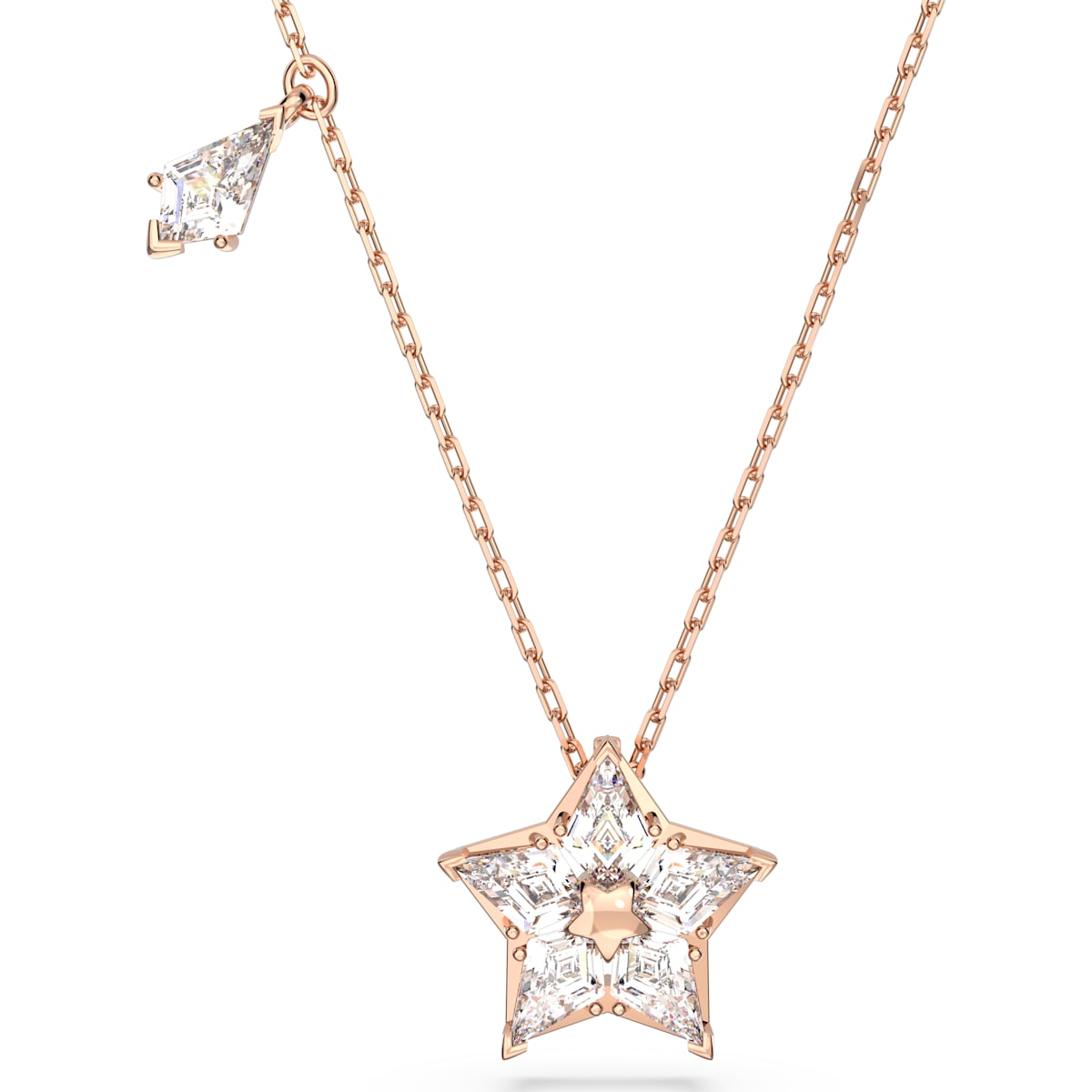 Swarovski Stella Rose Gold Tone Plated White Crystal Kite Cut Star Pendant