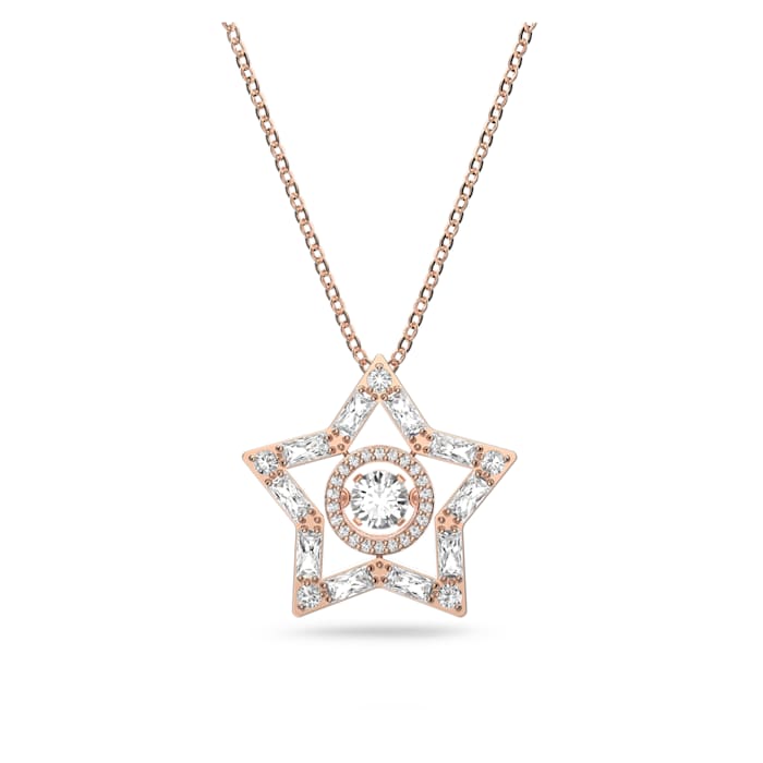 Swarovski Stella Rose Gold Tone Plated White Crystal Star Necklace
