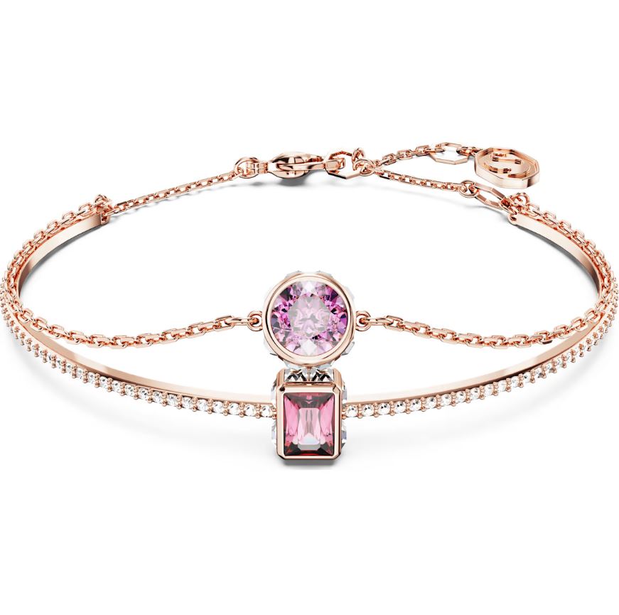 Swarovski Stilla Rose Gold Tone Plated Mixed Cut Pink Crystal Bracelet