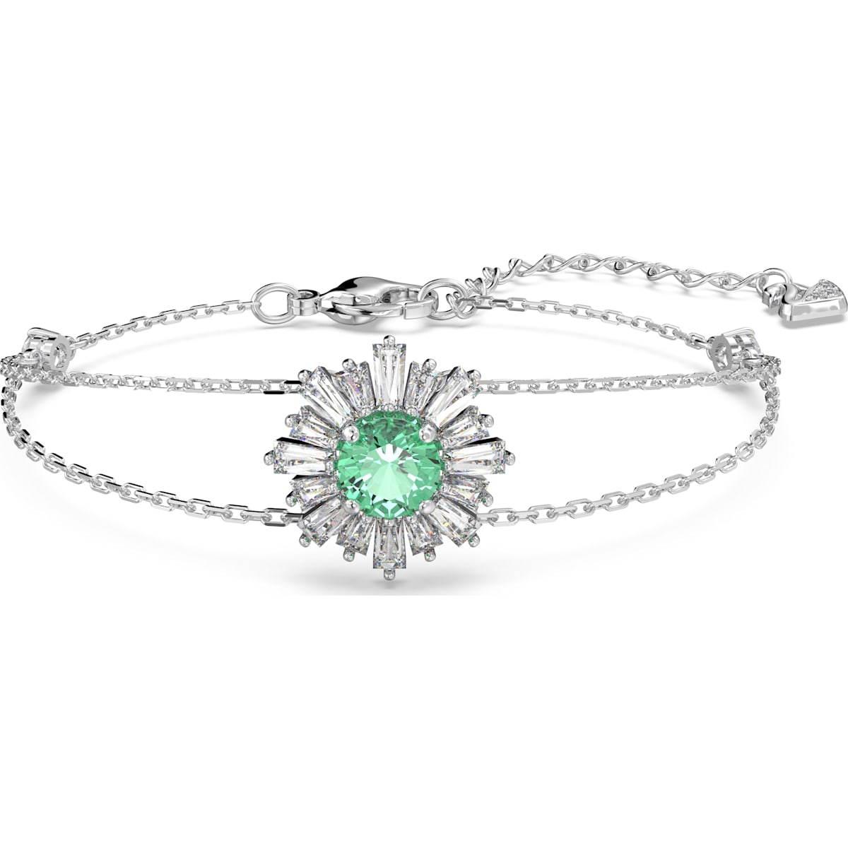 Swarovski Sunshine Rhodium Plated Green Crystal Adjustable Bracelet D