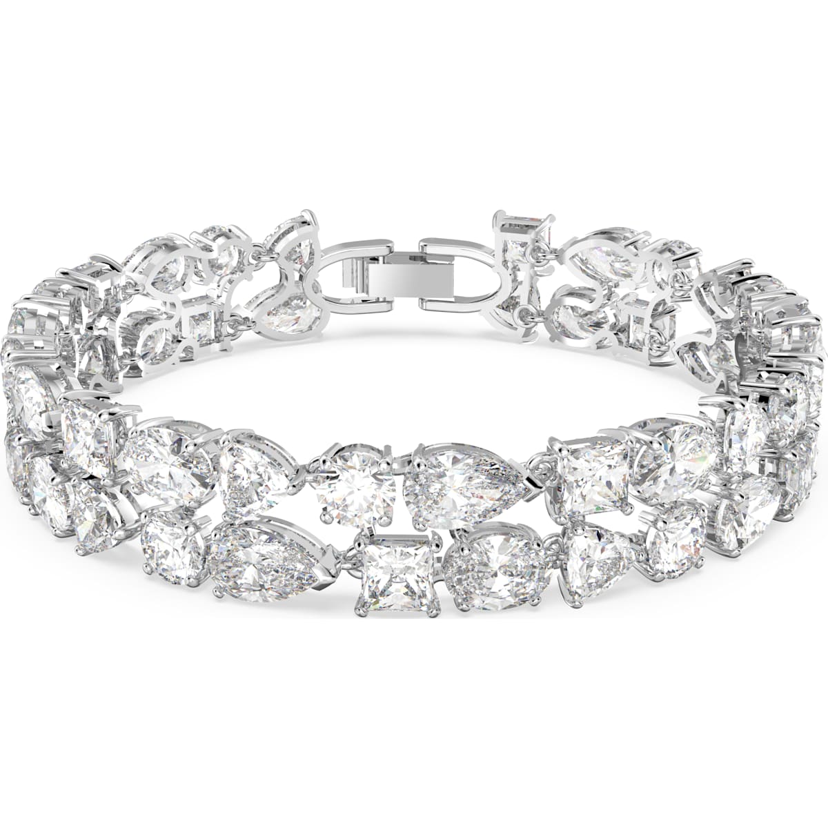 Swarovski Tennis Rhodium Plated White Crystal Mixed Cuts Deluxe Bracelet