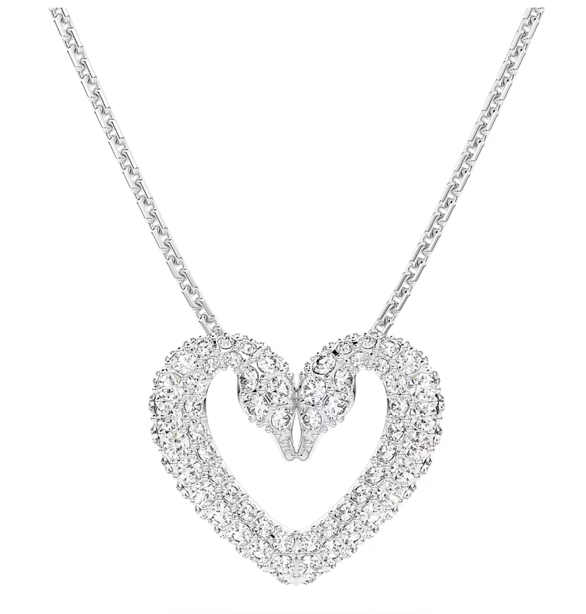 Swarovski Una Rhodium Plated White Crystal Heart Pendant