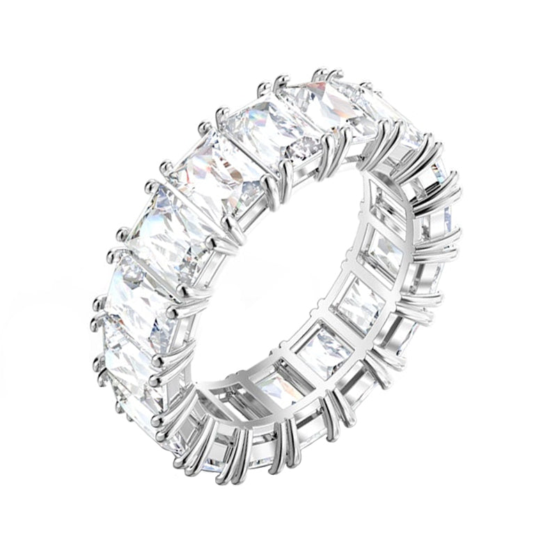 Swarovski Vittore Wide Rhodium Plated Ring - Size 55