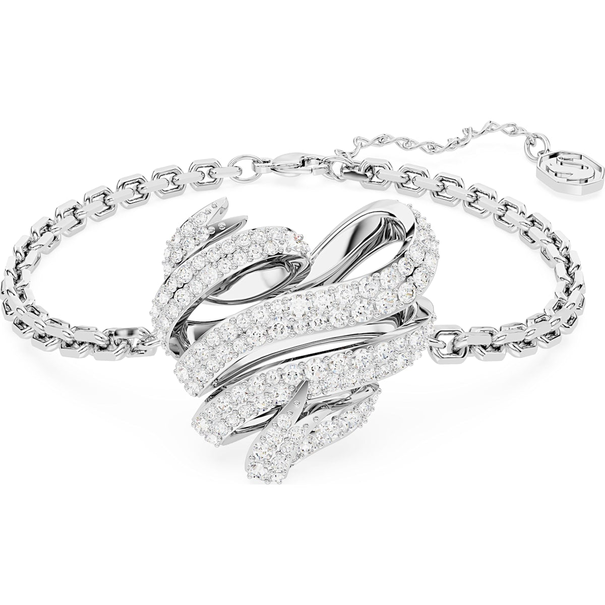 Swarovski Volta Rhodium Plated White Crystal Heart Bracelet