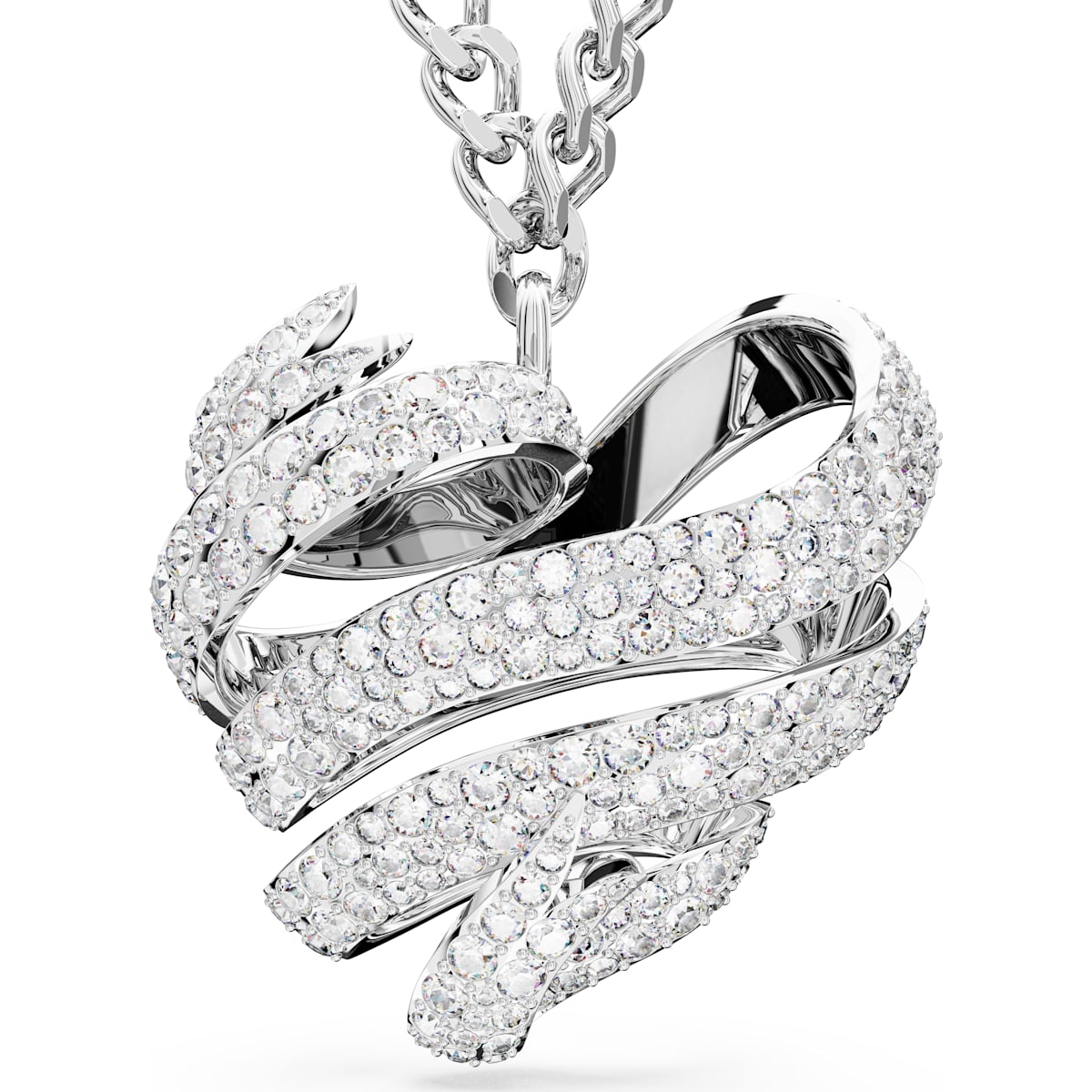 Swarovski Volta Rhodium Plated White Crystal Large Heart Necklace