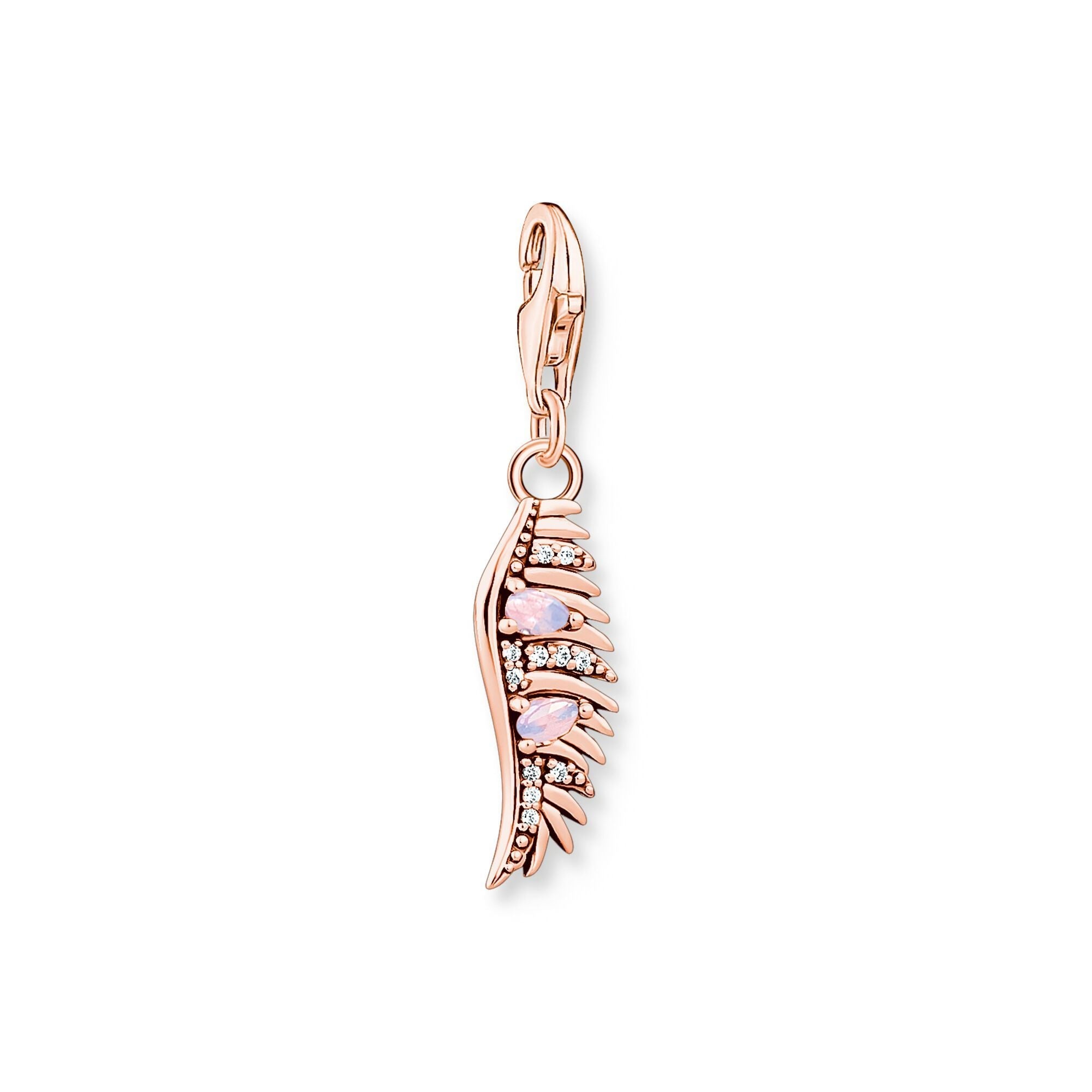 Thomas Sabo Charm Club Rose Gold Plated Sterling Silver Phoenix Feather Pink Stones Charm D