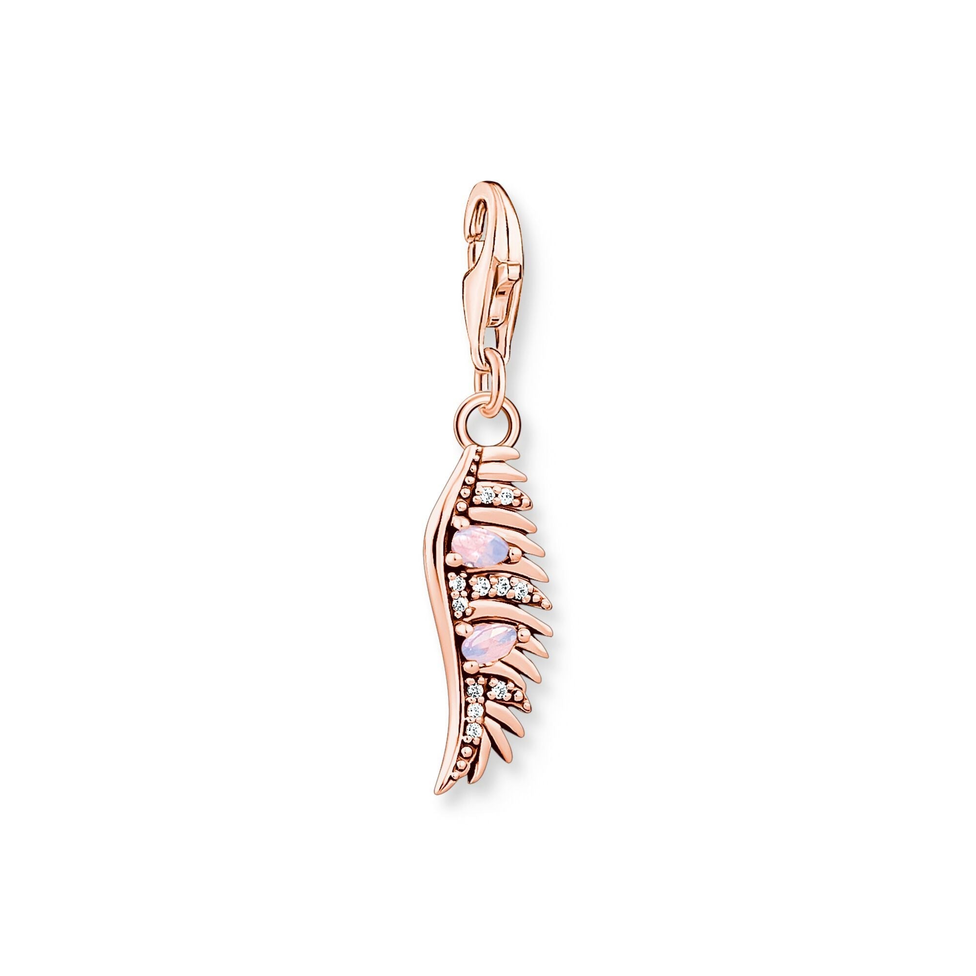 Thomas Sabo Charm Club Rose Gold Plated Sterling Silver Phoenix Feather Pink Stones Charm