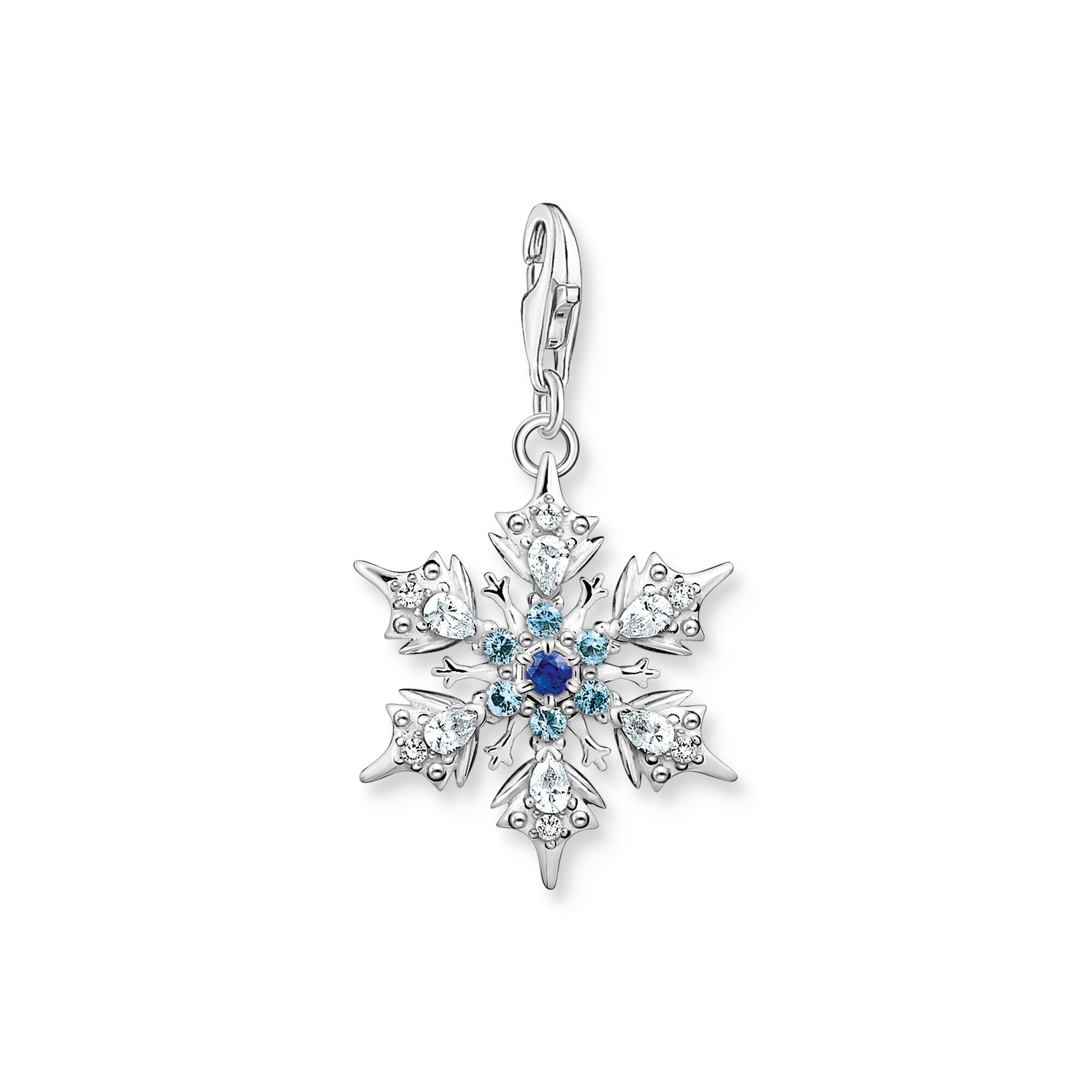 Thomas Sabo Charm Club Sterling Silver Snowflake Blue Stones Charm