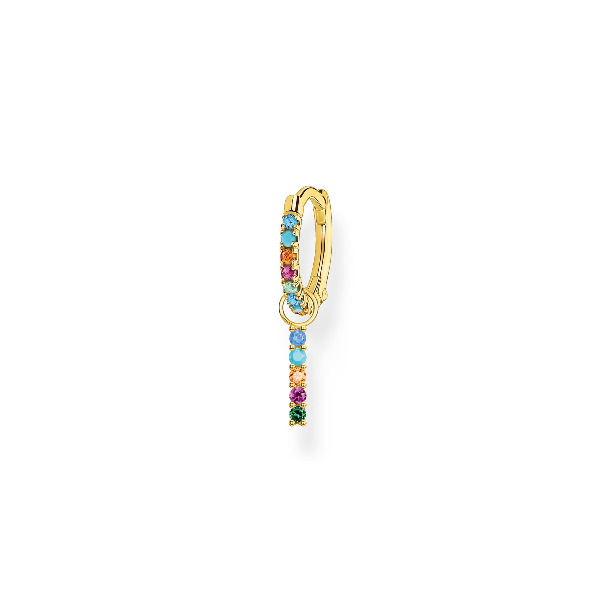 Thomas Sabo Charm Club Gold Plated Sterling Silver Colourful Pendant Hoop Earring