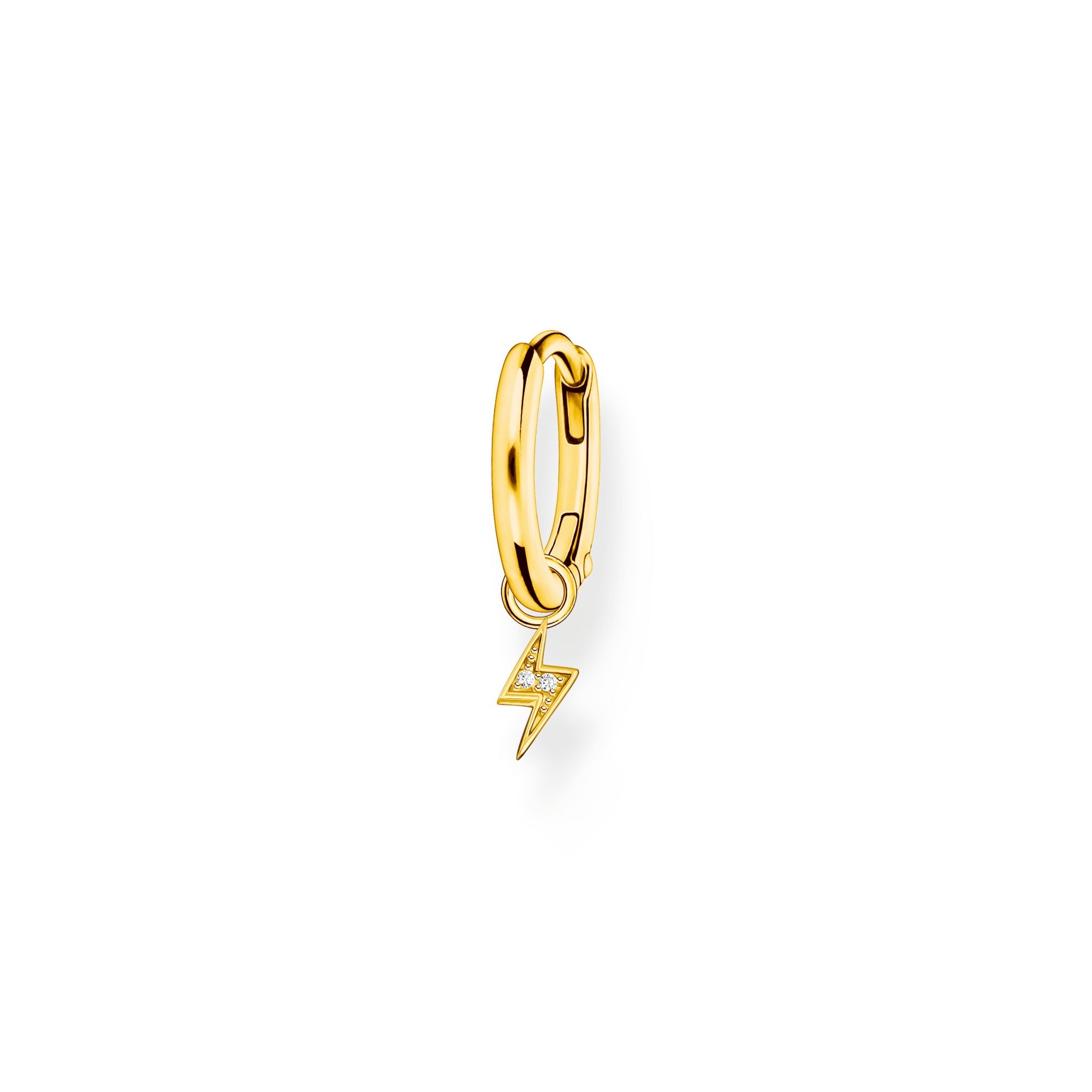 Thomas Sabo Charm Club Gold Plated Sterling Silver Flash Pendant Hoop Earring