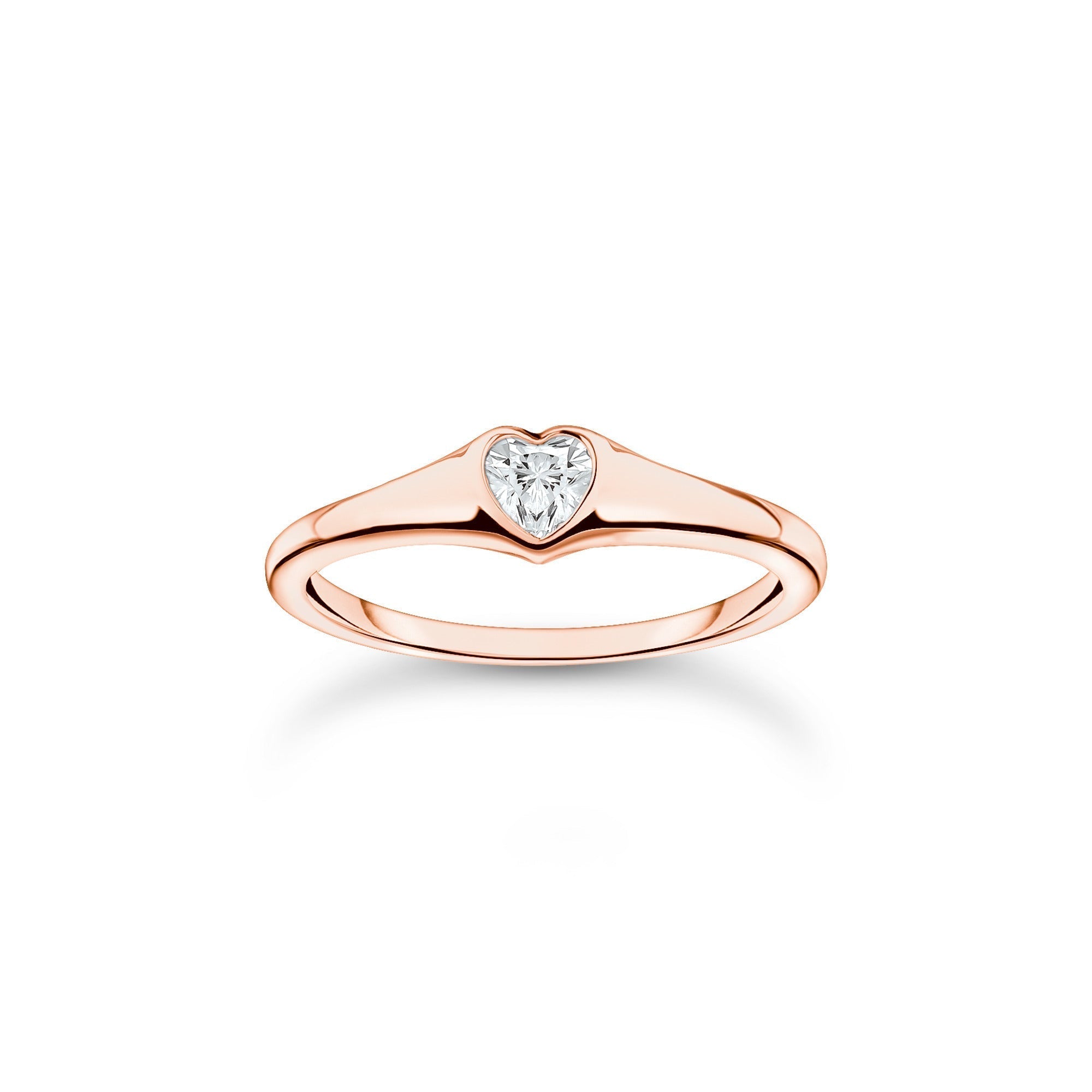 Thomas Sabo Charm Club Rose Gold Plated Sterling Silver Heart Ring