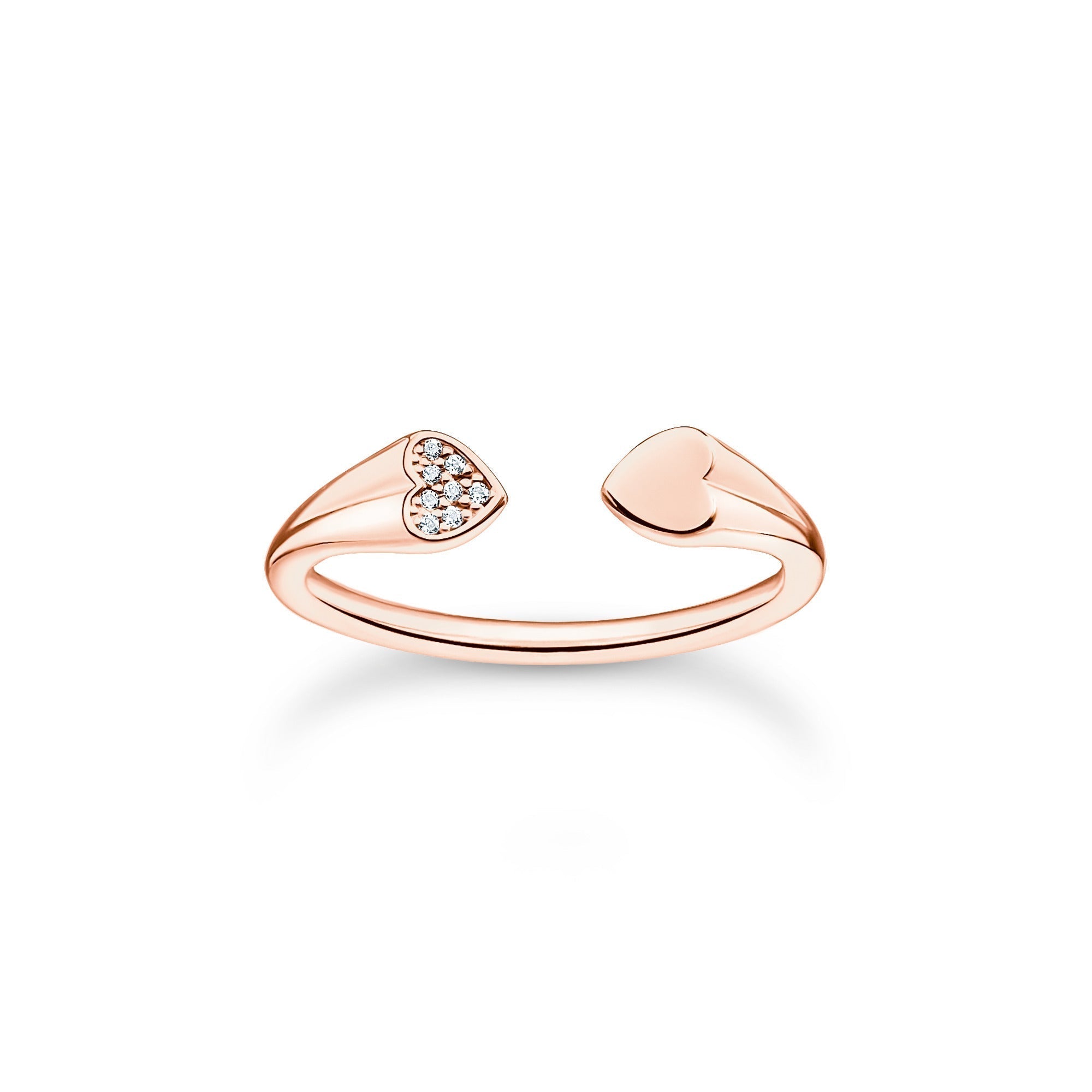 Thomas Sabo Charm Club Rose Gold Plated Sterling Silver Hearts Ring