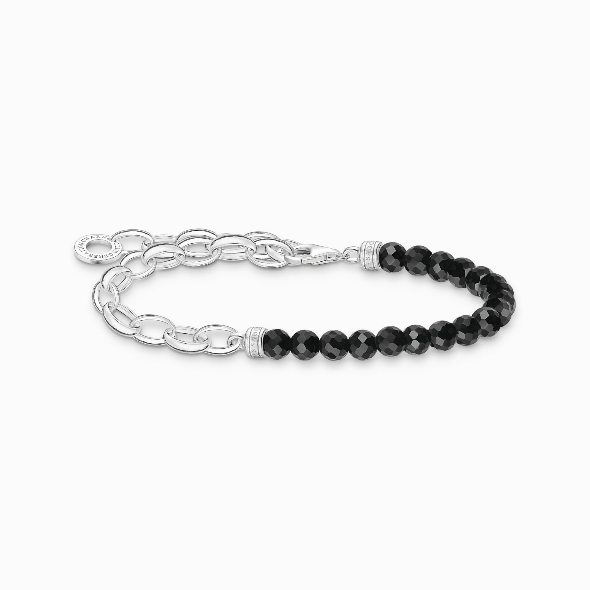 Thomas Sabo Charm Club Sterling Silver Black Onyx Chain Charm Bracelet D