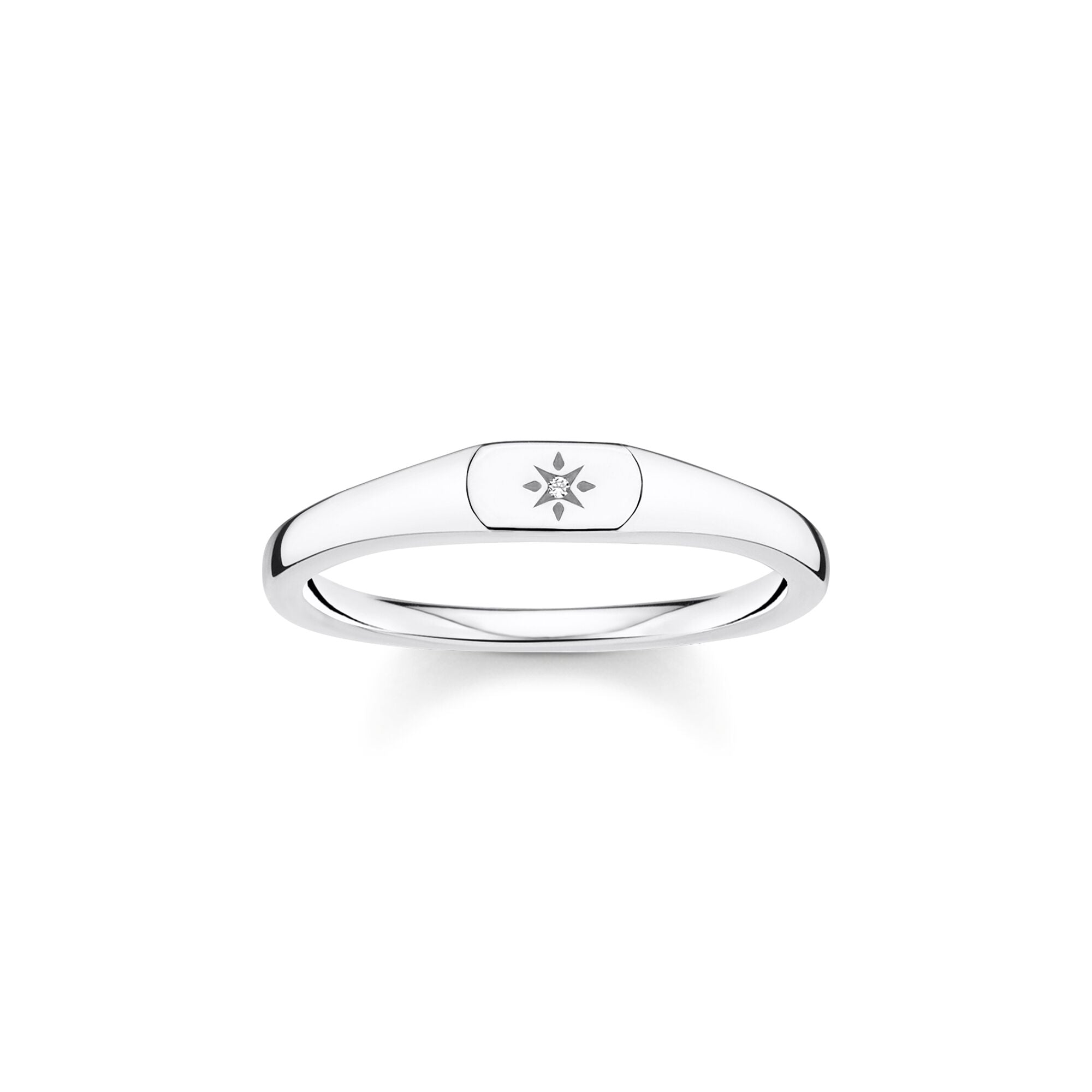 Thomas Sabo Charm Club Sterling Silver CZ Star Engraved Ring