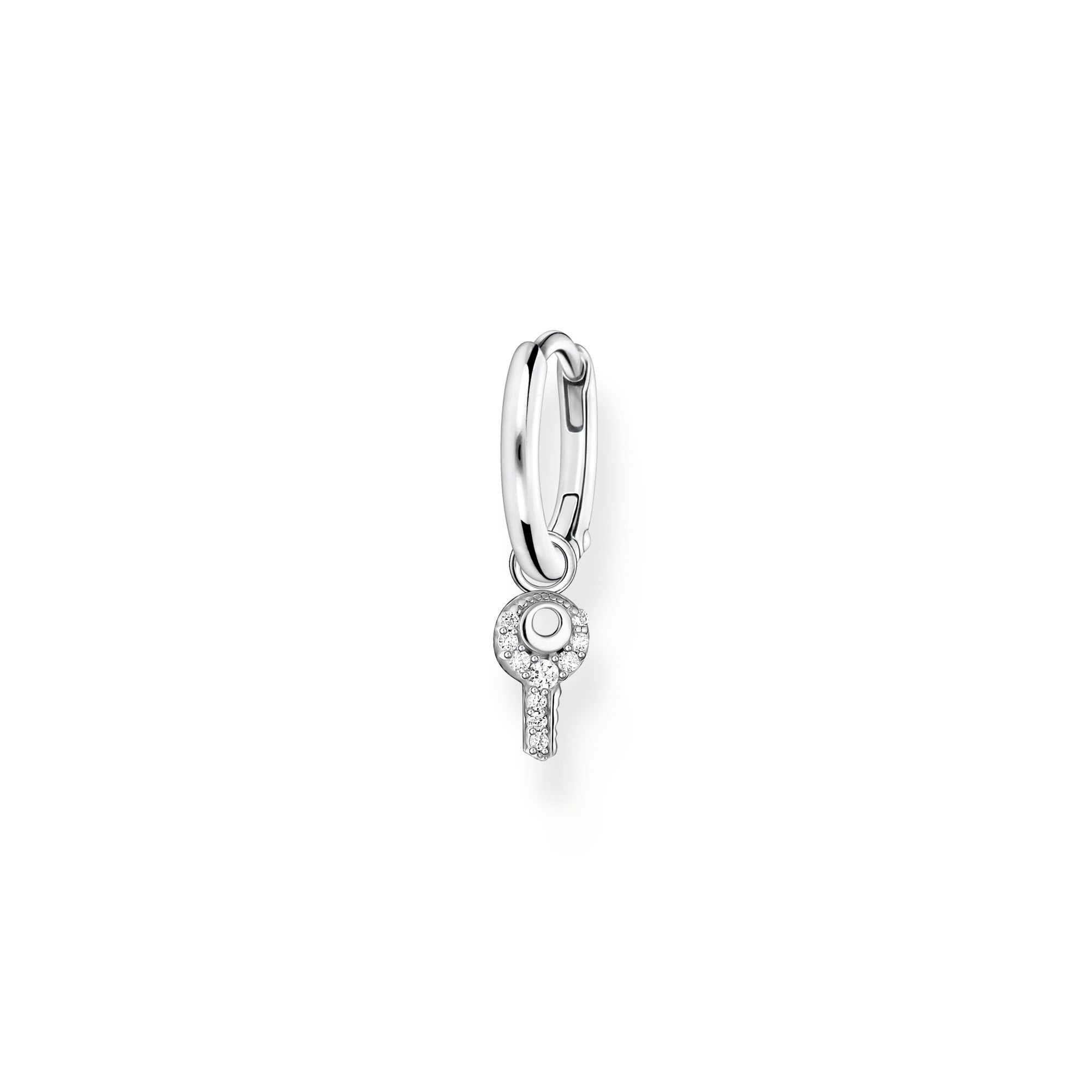 Thomas Sabo Charm Club Sterling Silver Key Pendant Hoop Earring