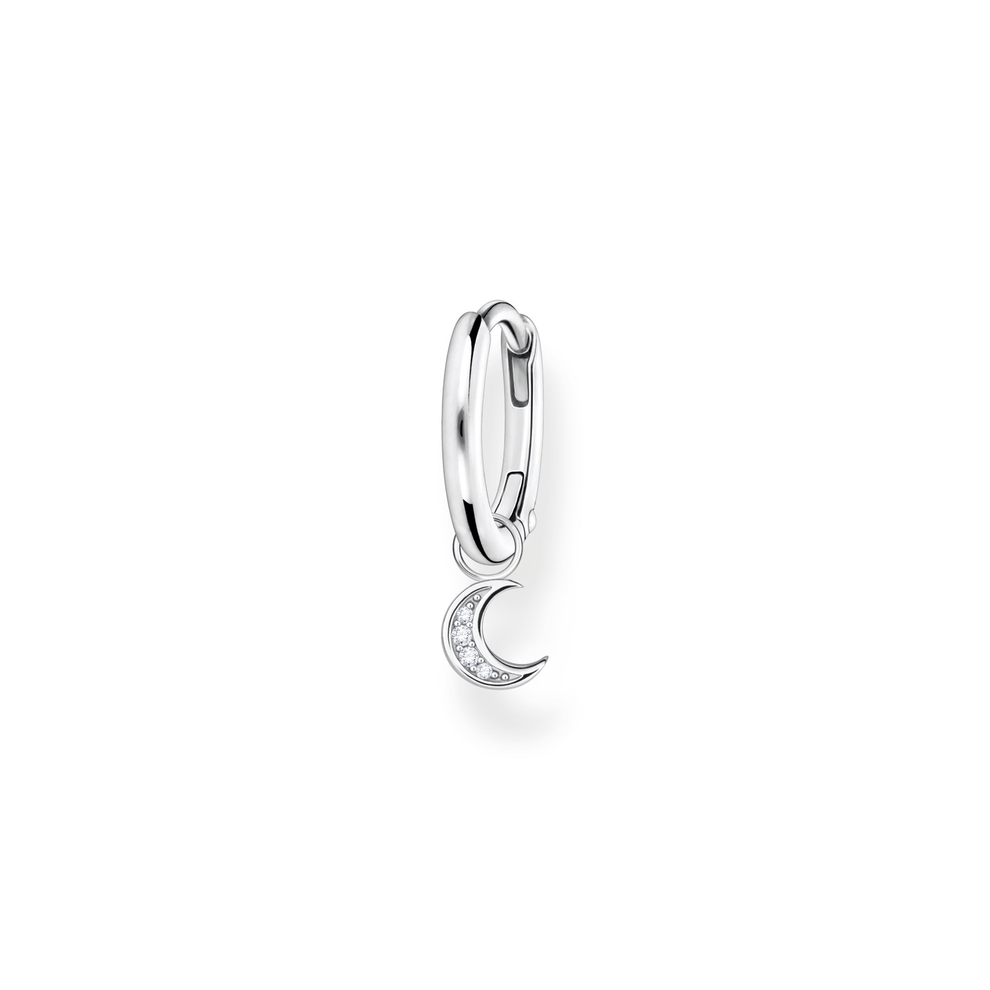 Thomas Sabo Charm Club Sterling Silver Moon Pendant Hoop Earring